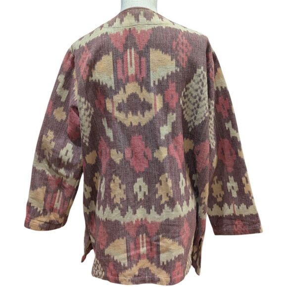 Laura & Kiran Southwest Aztec Tapestry Mauve Canvas Cotton Chore Jacket Size M/L - Picture 2 of 7